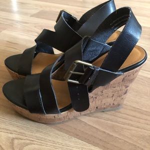 Size 6 Black Wedge Heels